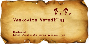 Vaskovits Varsány névjegykártya